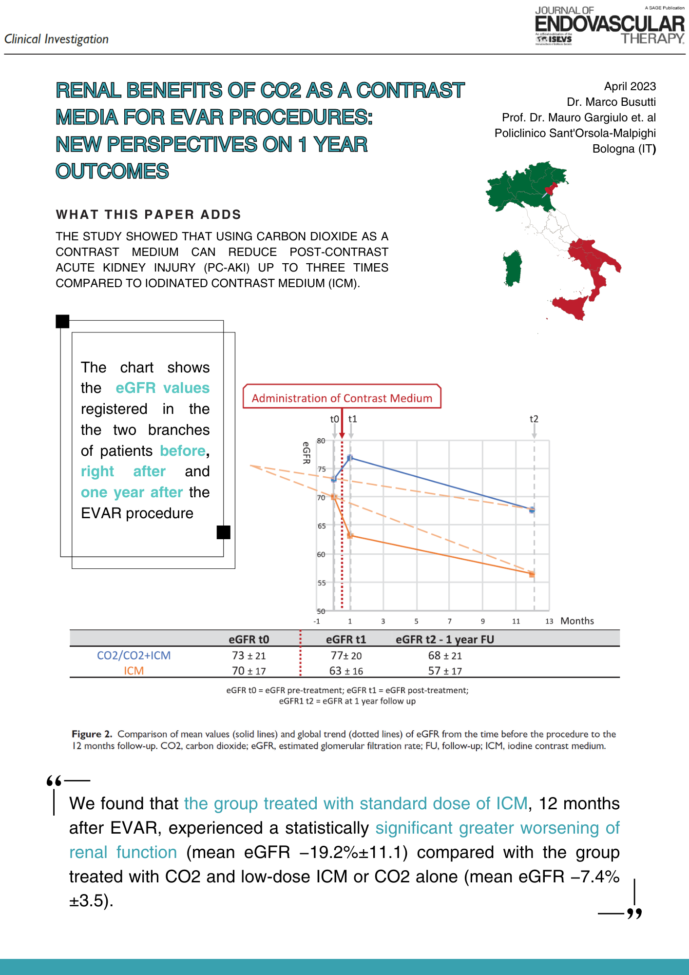 Renal Benefits of CO2 as a Contrast Media for EVAR Procedures