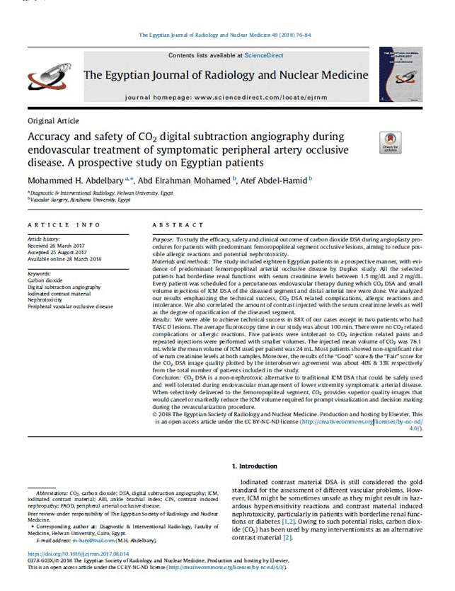 Accuracy and safety of CO2 angiography during endovascular treatment
