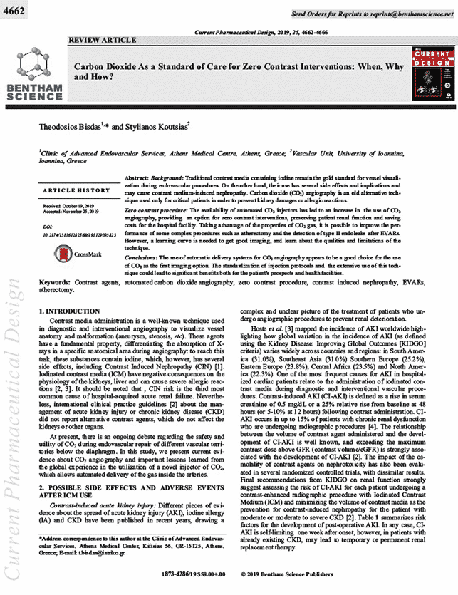 Carbon Dioxide As a Standard of Care for Zero Contrast Interventions